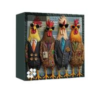 Runway Roosters Jigsaw Puzzle 1000 Pieces for Adults, Fashionable Rooster Art Puzzle, Difficult Farm Rooster Puzzles, Funny Animal Puzzles Decor, A Thanksgiving Gift for Puzzle Lovers (1Pc)