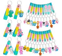 Runxin 28Pcs Pop It Keyring Fidget Toys for Party Bag Fillers for Kids - 3D Animal Cute keychain with Pop It Fidget Toys Bracelet | Birthday Party Favours kids | Class Gifts for Girls Boys