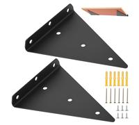 RunXinDa2PCS Invisible Floating Shelf Brackets, Heavy Duty Triangle Shelf Support, Black Wall Mounted Shelf Hangers for Shelves, Bookshelf, Kitchen, Bathroom, Living Room(2pcs-(13-17cm))