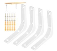 RunXinDa4 Pack White Heavy Duty Shelf Brackets 100x100mm, Floating Shelf Corner Braces 90 Degree Metal Brackets for Wall Mounted Shelves Cabinets (4pcs-100x100mm(White))