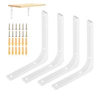 RunXinDa4 Pack White Heavy Duty Shelf Brackets 150x125mm, Floating Shelf Corner Braces 90 Degree Metal Brackets for Wall Mounted Shelves Cabinets (4pcs-150x125mm(White))