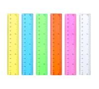 runxsam 50 pcs 15 cm (6 in) colorful clear plastic rulers, shatterproof