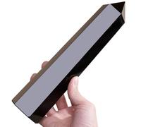 Runyangshi Large Black Obsidian Crystal Tower 7-7.8" (18-20cm) Reiki Chakra Crystal and Healing Stone Faceted Point Wand