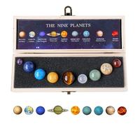 Runyangshi Nine Planets Solar System Model Crystal Ball - Natural Crystal Gemstone Marble Space Home Desk Decoration - Creative Gifts