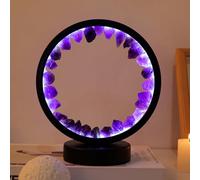 Runyansghi Amethyst Night Lamp 8.6" Natural Healing Crystal Bedside Lamp USB Port 3 Colours Dimming Mode Bedroom Lamp Suitable Night Light for Living Room Bedroom Office Home Decor Ideal Gift