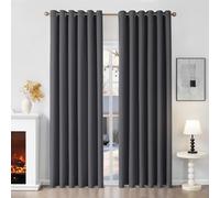 Runyéla Blackout Curtains for Bedroom 90"x 108", Dark Grey Curtain 2 Panels | Eyelet Curtains Blackout Thermal Insulated 108 Inch Drop for Living Room,Sound Proof,Room Darkening,Energy Efficient