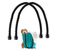 Runyu Pack of 2 Rope Handle Bag Handles, 65 cm Handle for Bags, Cotton Bag Handles for Handbags, Shoulder Bags, black, Khaki