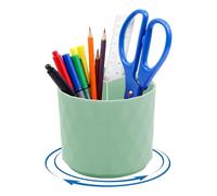 Runyu Rotating Pen Holder Desk Pen Organiser Office 360° Rotating Pen Holder with 5 Compartments Office Accessories Pen Holder for Office School Home (Green)