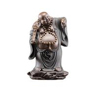 RUNZE765Z Home decorations Ceramic Buddha Statue Ornaments Attract Wealth and Laughter Decoration for Living Room and Office Office Feng Shui(Gris)
