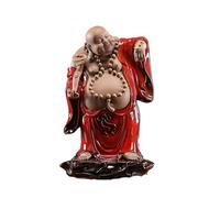 RUNZE765Z Home decorations Ceramic Buddha Statue Ornaments Attract Wealth and Laughter Decoration for Living Room and Office Office Feng Shui(Red)