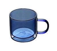 RUNZE765Z Kitchen Glasses Colorful Double Wall Glass Cups, Borosilicate Teacups Coffee Mugs with Handle, 250ML for Juice(Ice Lake Blue)