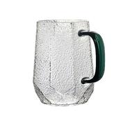 RUNZE765Z Kitchen Glasses Hammered Drinking Cups, 14.5oz Clear Glass Coffee Mugs with Handles for Tea Cappuccino Latte Juice and Milk for Juice(Green)