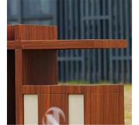 RUNZE765Z outdoor trash can with lid Chinese Style Imitation Wood Waste Bin Outdoor Scenic Spot Metal Garbage Can Gallon Large Trash Can