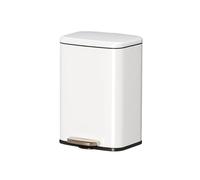 RUNZE765Z Wastepaper Basket 9L Home Recycling Bin Kitchen Stainless Steel Removable Inner Bucket Foot Pedal Soft Close Garbage Can(White)