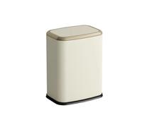 RUNZE765Z Wastepaper Basket Trash Bin with Swing Lid, Can with lid, Stainless Steel Garbage for Office Bathroom Bedroom Garbage Can(White)