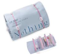 Runziti Foldable Makeup Bag, Large Capacity Toiletry Organizer, Portable Essentials Bag, Detachable Cosmetic and Toiletry Bag for Women, Stylish Makeup Case (Sea Salt Blue)