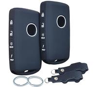 RUNZUIE 2Pcs 4 Buttons Silicone Smart Key Fob Remote Cover Shell Compatible with 2023 2022 2021 2020 2019 Mazda 3 6 CX-30 CX-5 CX-50 CX-9 Black and Black