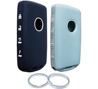RUNZUIE 2Pcs 4 Buttons Silicone Smart Remote Key Fob Compatible with 2023 2022 2021 2020 2019 Mazda 3 6 CX-30 CX-50 CX-5 CX-9 Key Fob Cover (Black and Mint Green)