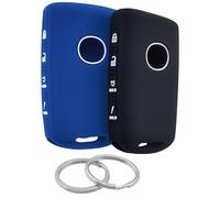 RUNZUIE 2Pcs 4 Buttons Silicone Smart Remote Key Fob Compatible with 2023 2022 2021 2020 2019 Mazda 3 6 CX-30 CX-5 CX-9 CX-50 Key Fob Cover (Black/Blue)