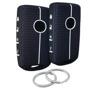 RUNZUIE 2Pcs 4 Buttons Silicone Smart Remote Key Fob Compatible with 2023 2022 2021 2020 2019 Mazda 3 6 CX-30 CX-5 CX-9 CX-50 Key Fob Cover (Black(a))