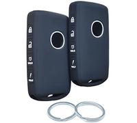 RUNZUIE 2Pcs 4 Buttons Silicone Smart Remote Key Fob Compatible with 2023 2022 2021 2020 2019 Mazda 3 6 CX-30 CX-5 CX-9 CX-50 Key Fob Cover (Black)