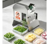RUODATONLY Vegetables Slicer, Electric Commercial Scallion Cutter & Potato Shredder, 7cm Auto-Conveyor Feed, 1.5-35mm Adjustable, 3 Discs, 100W, 180kg/h, Stainless Steel
