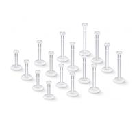 RUOGUWUYE Clear Lip Bars Studs Flat Top Retainers,Cartilage Earrings Piercing Jewellery 6mm 8mm 10mm 12mm(16 pcs)