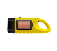 RUOGUWUYE Wind Up Torch & Solar Flashlight, Hand Crank Rechargeable Super Bright LED, Portable Emergency Light with Carabiner for Camping, Hiking, Outdoor Survival Gear (1pcs Yellow)
