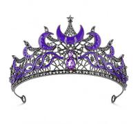 RUOKFZIYAN Gothic Moon Crown for Women - Spider Crystal Tiara Headpiece, Mysterious Dark Queen Crown for Halloween, Cosplay, Wedding Hair Accessories, 5.3x2.4 Inch (Pack of 1), Alloy Metal, Crystal