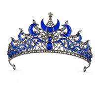 RUOKFZIYAN Gothic Moon Crown for Women - Spider Crystal Tiara Headpiece, Mysterious Dark Queen Crown for Halloween, Cosplay, Wedding Hair Accessories, 5.3x2.4 Inch (Pack of 1), Alloy Metal, Crystal