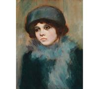 Ruokoski Portrait Frau Malerei Premium Wandbild Leinwand Druck 45,7 x 61 cm