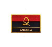 Ruoming 1 PCS Angola Flag Patches Iron On or Sew On Embroidered Tactical Military National Angola Patch