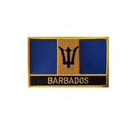 Ruoming 1 PCS Barbados Flag Patches Iron On or Sew On Embroidered Tactical Military National Barbados Patch