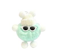 Ruoming 1 PCS Cute Plush Ball Keychain, Fluffy Ball with Winter Hat, Car Key Ring and Backpack Pendant Accessory, Ball 6, 7.67 Inches Length