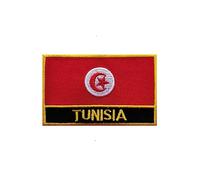 Ruoming 1 PCS Multinational Flag Patches Iron On or Sew On Embroidered Tactical Military National Multinational Patch (Tunisia)