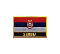 Ruoming 1 PCS Multinational Flag Patches Iron On or Sew On Embroidered Tactical Military National Multinational Patch (Serbia)
