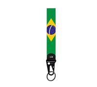 Ruoming 1 PCS National Flag Wrist Keychain, 7.67 inch Length, Country Flag Design With Metal Ring, Brazil, 7.67 Inches Length