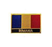 Ruoming 1 PCS Romania Flag Patches Iron On or Sew On Embroidered Tactical Military National Romania Patch