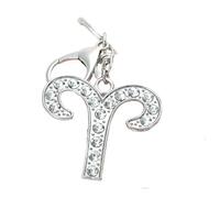 Ruoming 1 PCS Zodiac Constellation Keychain with Crystal Rhinestones, 1.18 x 1.18 inches, Aries, 7.67 Inches Length