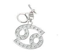 Ruoming 1 PCS Zodiac Constellation Keychain with Crystal Rhinestones, 1.18 x 1.18 inches, Cancer, 7.67 Inches Length