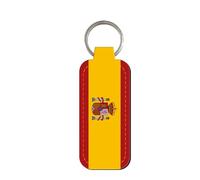 Ruoming 1PCS Flag Pattern Neoprene Lipstick Holder Keychain, 4.52x 1.57 inch, Protective Case with Metal Ring (Spain)