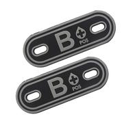 Ruoming 2 PVC Blood Type ID Tag Pendant, 2.87 x 1 inch, PVC Material, 3D Design for Shoelaces and Tactical Bags, Multiple Colors (Grey B-)