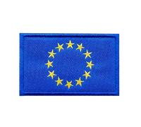 Ruoming Ruoming 1PCS National Flag4 Iron-On Patches, 3.15 x 2 inches, Embroidered Adhesive Patches for Clothing, Bags (European Union)