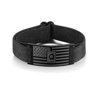 RUOOUY American flag Initial Bracelet for Men Adjustable Elastic Nylon Wrist Stainless Steel A-Z Letter Bracelet Jewelry Patriotic Gift for Men Teen, 21 centimeters, Stainless Steel, no gemstone