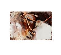 Ruoruo Horse Brown Tin Sign Metal Sign, UV Protected, Farm Design Printing, Weatherproof, Easy to Install, Sign for Home, Business,Bar,Farm 8x12 Inch
