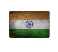 Ruoruo India Flag Tin Sign Flag Design Template Vintage Metal Tin Sign, UV Protected, Ink Printing, Weatherproof, Sign for Home, Business,Bar 8x12 Inch