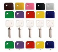RUOVANL 10 PCS Square Silicone Key Covers, Colour Coded Key Identifier Caps, Flexible Non-Slip Key Toppers, Protective Key Organiser for 25-30mm Yale House Door Keys