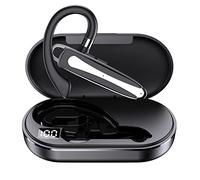 RUOVXWU Bluetooth Single wireless Headset Handsfree Earpiece,Bluetooth Headset V5.3 Earpiece, In-Ear Headphone Noise Cancelling Waterproof Earphones with Microphone for Business,Office,Driving