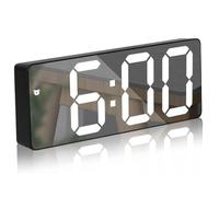 RUOVXWU Digital Alarm Clock,Bedside Display LED Electric Alarm Clock with Snooze Voice Control Mirror Clock with Charge Ports Suitable Modern Decoration for Home, Bedroom,Office(Black)