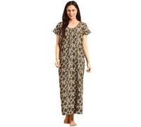 Rupa JON Aishwarya Women's Printed Full Length Nightdress High Quality Cotton Blend Night Dress Maxi Nightdress for Daily Wear Comfortable One Size, Dk Green, One Size